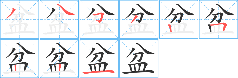 盆的筆順分步演示